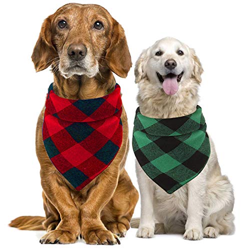 [Australia] - YBXZ Buffalo Plaid Dog Bandanas 1Pack,Red Flannel Cotton Bandanas Scarfs Triangle Bibs for Small Medium Large Size Dogs and Cats Double Layer Thickening Washable 