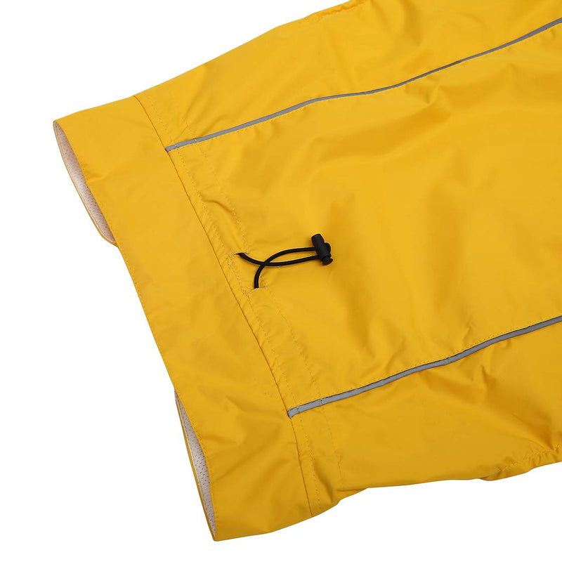 Dog Raincoat with Reflective Stripes, Rain/Water Resistant, Adjustable Drawstring, Stylish Dog Raincoats for Large Medium Small Puppy Dog - Yellow - Large 0526 Large (Length: 42CM) - PawsPlanet Australia