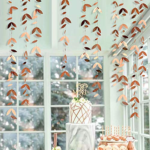 52 Ft Rose Gold Party Decorations Leaf Garland Kit Paper Hanging Gold Leaves Streamer Banner for Rose Gold Birthday Baby Shower Wedding Engagement Bridal Shower Showcase Garden Party Decor (4 Packs) - PawsPlanet Australia