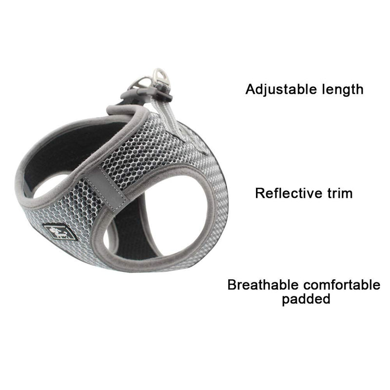 Dog and Cat Universal Harness with Leash - Cat Harness Escape Proof - Adjustable Reflective Step in Dog Harness for Small Dogs Medium Dogs (Grey, L: 17.7-18.9"  Chest Girth) Grey - PawsPlanet Australia