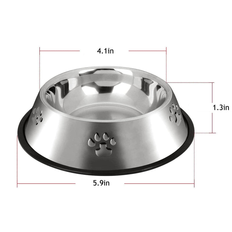 2 Stainless Steel Dog Bowls, Dog Feeding Bowls, Dog Plate Bowls with Rubber Bases, Small, Medium and Large Pet Feeder Bowls and Water Bowls XS-7oz - PawsPlanet Australia