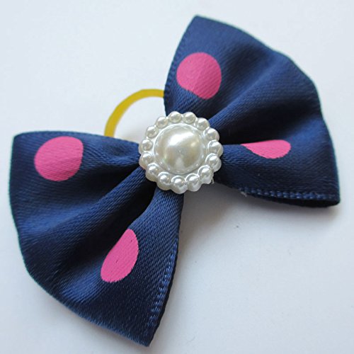 Chenkou Craft 20pcs New Dog Hair Bow With Rubber Band Rhinestone Pet Grooming Products Mix Colors Varies Patterns Pet Hair Bows Dog Accessories - PawsPlanet Australia