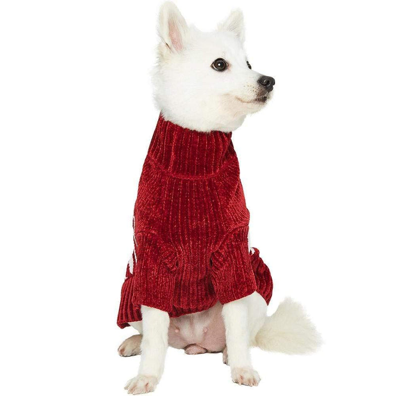 Blueberry Pet 6 Colors Cozy Soft Chenille Classy Striped Dog Sweaters Back Length 10" Burgundy Red - PawsPlanet Australia