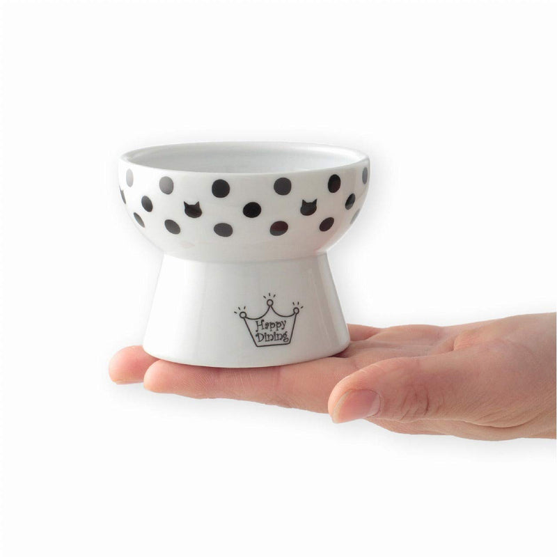 [Australia] - Necoichi Raised Cat Food Bowl, Stress Free, Backflow Prevention, Dishwasher and Microwave Safe, Made to EC & ECC European Standard Cat Dots 