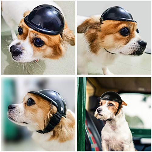 La La Pet Pet Helmet with Dog Goggles Pet Doggie Cap Hat Dog Sunglasses Pet Eye Wear Cat UV Protection Sun Glasses for Puppy Dog Travel Skiing, Helmet Helmet S Black Goggles - PawsPlanet Australia
