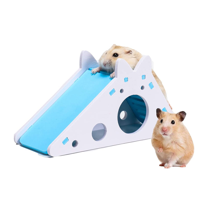 TSHAOUN Hamster House with Ladder and Slide, Hamster Play Toys Hideout Hut Rat Hideaway, Boredom Breaker Small Animal Activity Toy, DIY Hamster Cage Accessories for Small Pets (Blue) Blue - PawsPlanet Australia