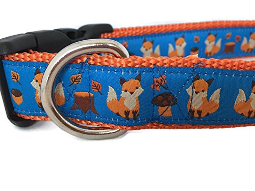 [Australia] - Autumn Dog Collar, Caninedesign, Fall, 1 inch Wide, Adjustable, Nylon, Medium and Large Fox Large 15-22" 