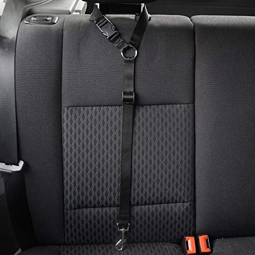 iPobie 2 Pcs Dog Seat Belt, Adjustable Dog Safety Harness Dog Safety Leash Leads for Travel or Daily Use (Black) - PawsPlanet Australia