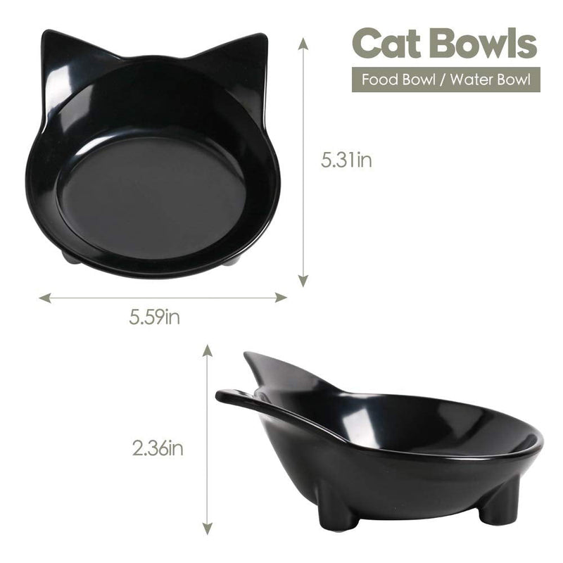 Cat Bowl Cat Food Bowls Non Slip dog Dish Pet Food Bowls Shallow Cat Water Bowl Cat Feeding Wide Bowls to Stress Relief of Whisker Fatigue Pet Bowl of Dogs Cats Rabbits Puppy(Safe Food-grade Material) 3Black+Grey+White - PawsPlanet Australia