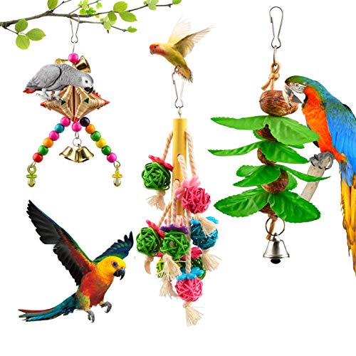 [Australia] - Viowey 6pcs Bird Swing Toys, Parrot Chewing Toys, Hanging Perches with Bells Toys for Parrots, Parakeet, Conure, Cockatiel, Mynah, Love Birds, Finches 