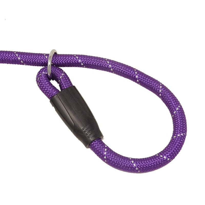 [Australia] - yueton Adjustable Loop Slip Lead Rope Pet Dog Reflective Stripe Nylon Leash with Sponge Handle Purple 