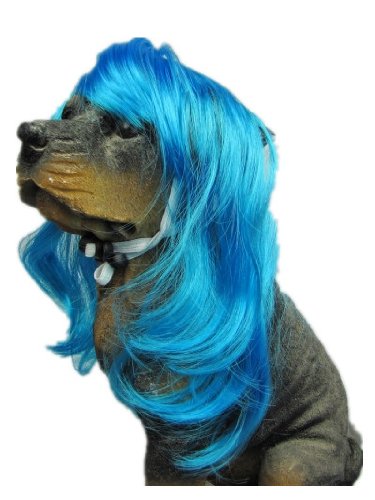 [Australia] - Tanya Pet Supplies -Dog Costumes Blue Wavy Syethetic Hair Pet Dog Cat Wigs-gift 