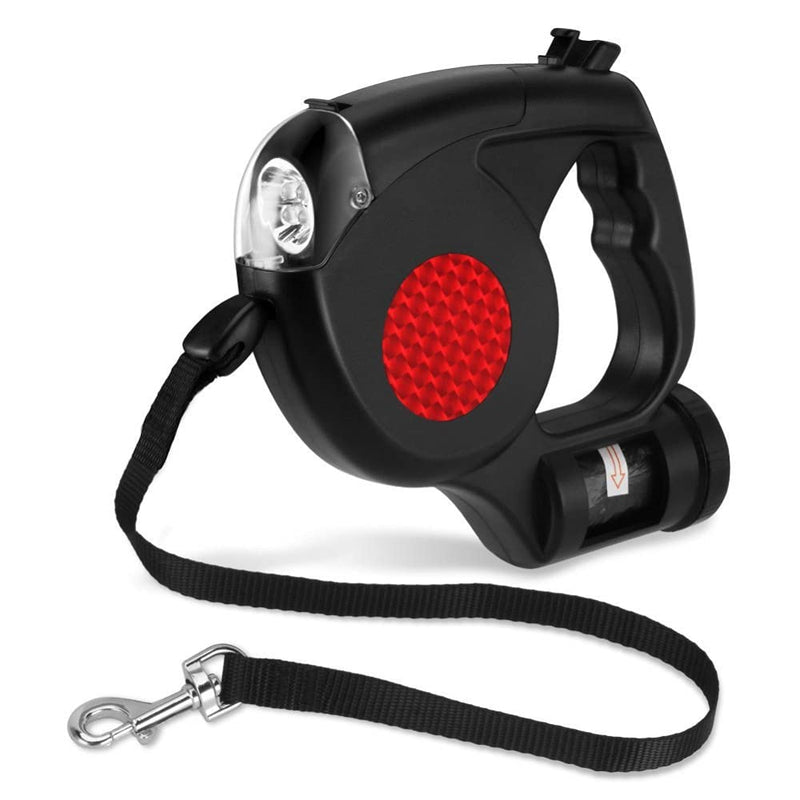 Made4Pets dog leash, including flashlight and bag dispenser, black, 5 m, up to 30 kg - PawsPlanet Australia