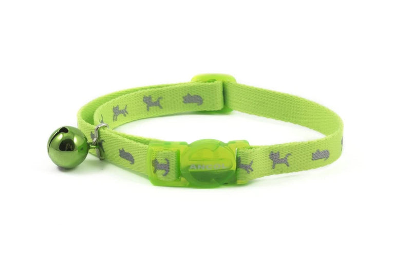 Ancol Ultra Safe Hi Vis Reflective Safety Release Neon Bright Cat Collar, Green, 0.2 kg - PawsPlanet Australia