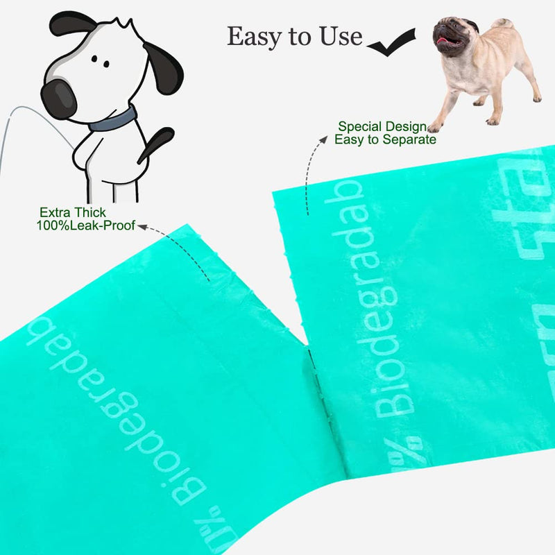 Biodegradable Cornstarch Dog Waste Poop Bags Cat Poop Litter Bags/ Compostable Pet Potty Bags with Hands-free Clip/Eco-friendly Thickened Leakproof 90bags blue waste bags - PawsPlanet Australia