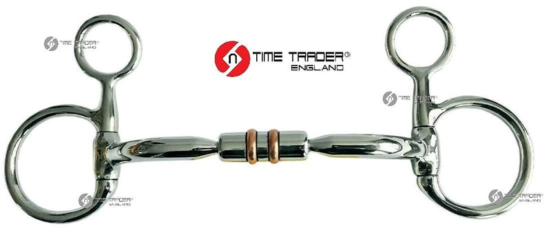 OTTE Baucher Hanging Cheek Horse Bit Barrel Snaffle Bit All sizes Copper Roller Inlay (4.75") 4.75" - PawsPlanet Australia