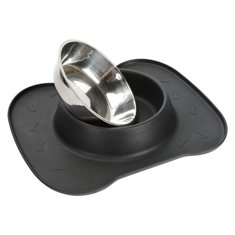 Dog Bowl Single Stainless Steel Pet Food & Water Bowl 680 ML (L, Black) - PawsPlanet Australia