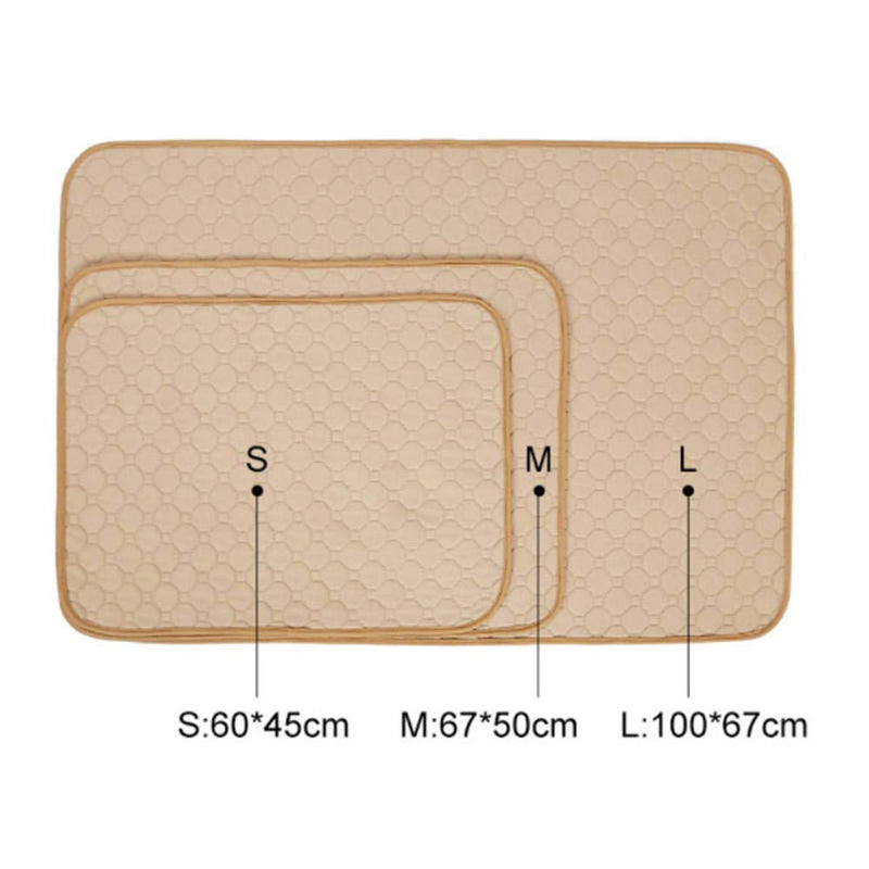 Doglemi Washable Dog Training Pads Reusable Puppy Pee Pad 4-Layer Fast Absorb Washable Training Mat with Non-slip Bottom Training Mats For Dogs Washable Indoor Outdoor Car Travel 100x67CM (Beige L) Beige - PawsPlanet Australia