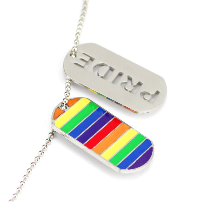 [Australia] - TTKP 2Pc. Pride Rainbow Dog Tag Lgbt Jewelry Gay And Lesbian Pride Necklace 