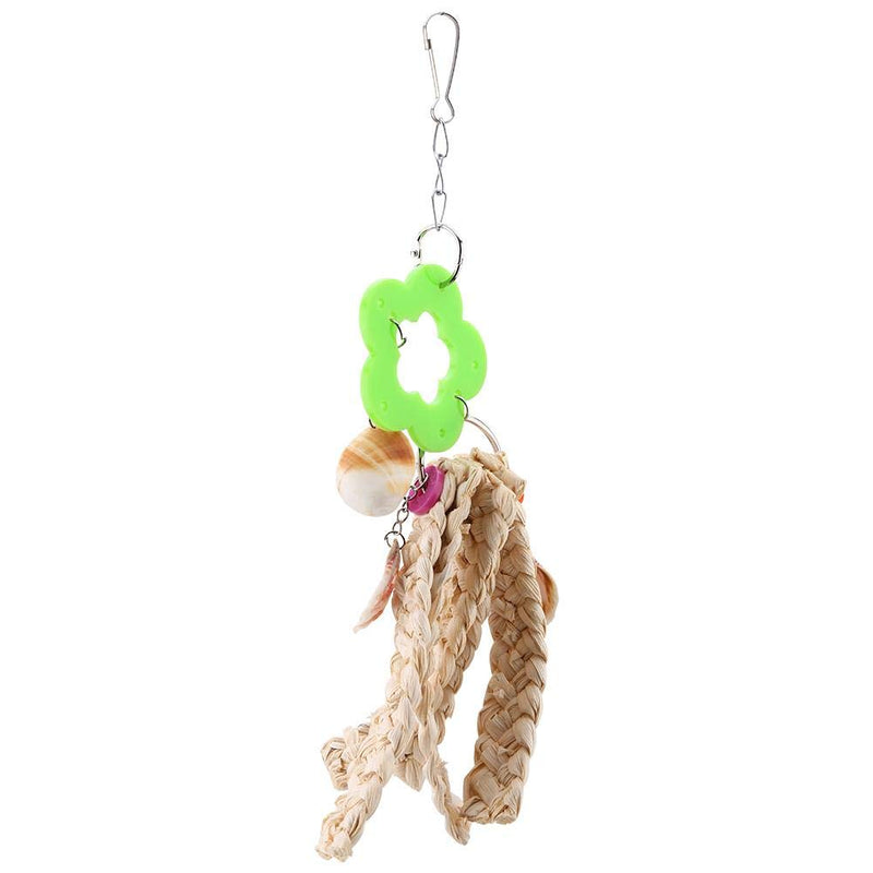 HEEPDD Natural Corn Husk Bird Chew Toy, Parrot Swing Hanging Chewing Bite Grinding Toys with Shell and Green Flower for Pet Budgie Parakeet Cockatoo Dove Canary Finch - PawsPlanet Australia