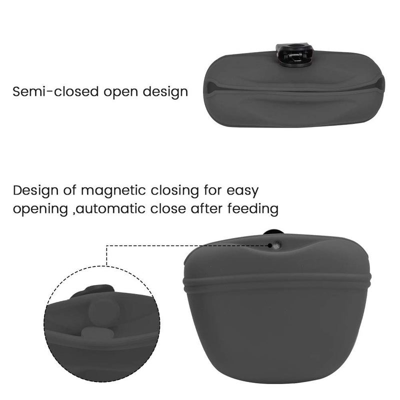 AUDWUD- Silicone Dog Treat Pouch - Clip on Portable Training Container ¨C Convenient Magnetic Buckle Closing and Waist Clip - BPA Free dark grey - PawsPlanet Australia