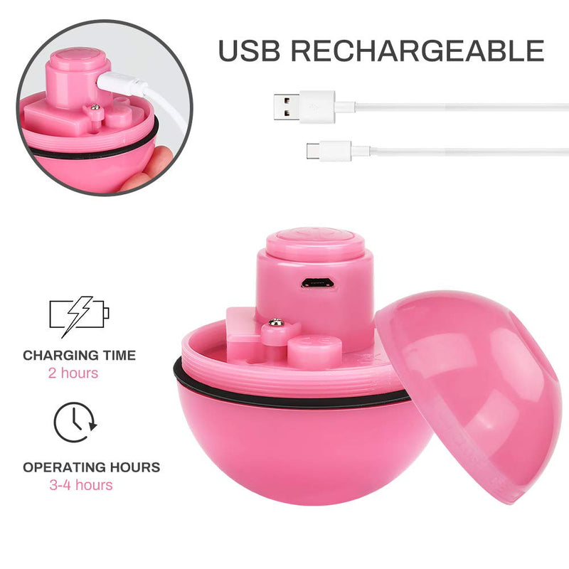 E-More Cat Toys Ball, Cat Interactive Toy Automatic Self Rotating Rolling LED Light USB Rechargeable Cat Chaser Ball Entertainment Pet Exercise Toy Ball for Kitten Puppy, Pink - PawsPlanet Australia