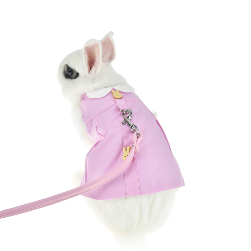 FLAdorepet Rabbit Guinea Pig Harness and Leash Set Bunny Dress Milk Mini Dog Cat Clothes for Teacup Yorkie Small Animal Apparel S Pink - PawsPlanet Australia