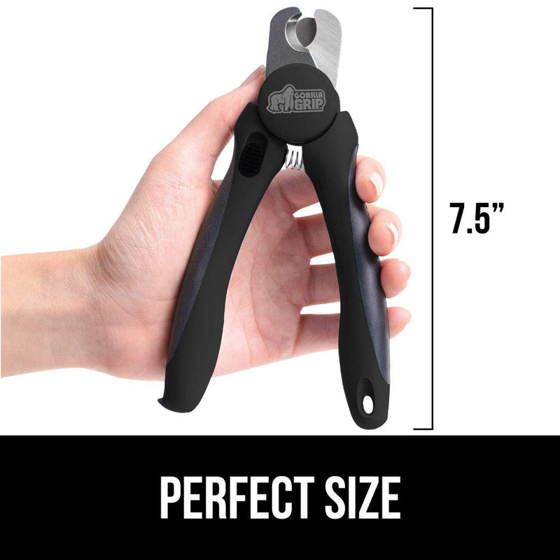 [Australia] - Gorilla Grip Premium Dog and Cat Nail Clipper, Built in Nail File, Slip Resistant Clippers, Safe Grooming at Home Safety Guard to Avoid Overcutting Professional Claw Trimmer Tool for Pet Nails, Black 1 