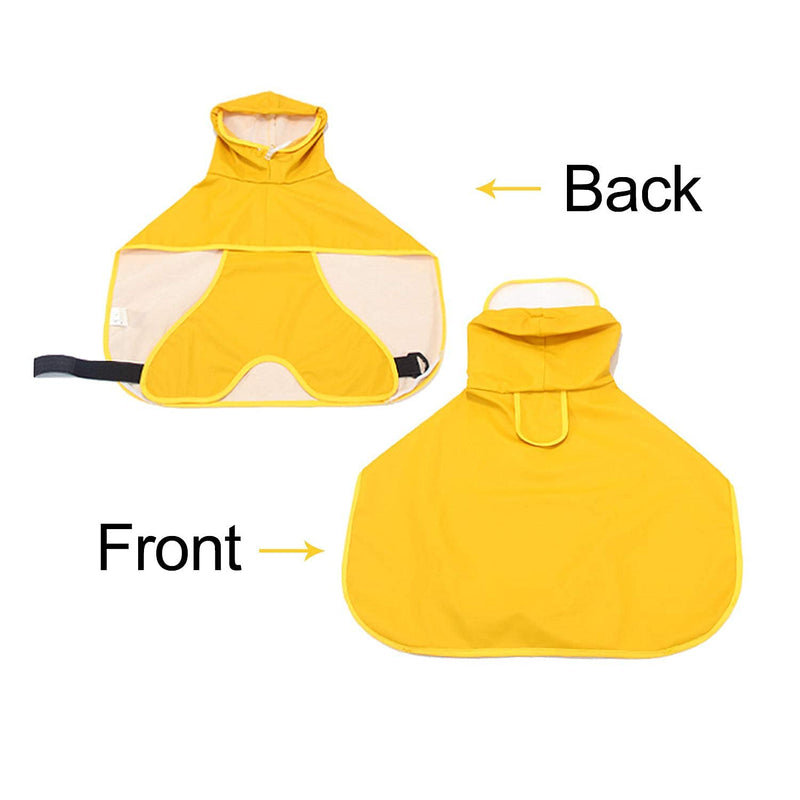 Podazz Dog Raincoat Small Medium Dog Poncho with Hood, Pet PU Rain coat for Dogs Cats Apparel Clothes, Ultra-Light Breathable Dog Rain Jacket for Puppies Small Medium Dogs Yellow L - PawsPlanet Australia