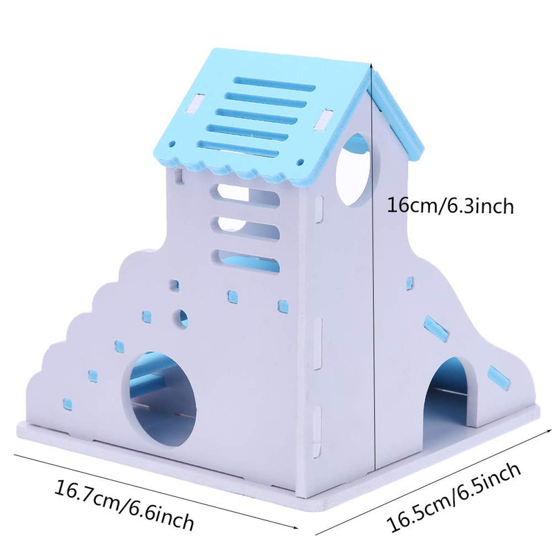 Small Animal Hideout,Hamster House Wooden Slide DIY Assemble Hamster Hut Villa Viewing Deck Ladder, Cage Habitat Decor Accessories, Play Toys for Dwarf Syrian Hamster blue - PawsPlanet Australia
