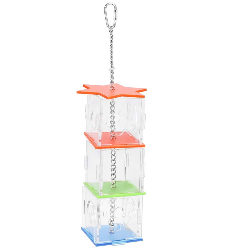 Parrot Foraging Toy, Multilayer Hanging Treat Foraging Feeding Storage Transparent Acrylic Food Dispenser Hanging Fruit Vegetable Millet Food Basket - PawsPlanet Australia