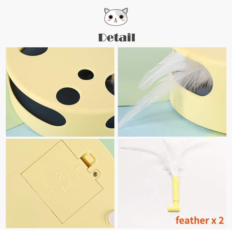 [Australia] - Mylopet Cat Toys for Indoor Cats, Interactive Automatic Kitten Toy Pet Toy, Smart Random Rotating Cat Feather Toy, Develops Natural Prey Instincts, Novelty Cats Toy Yellow 