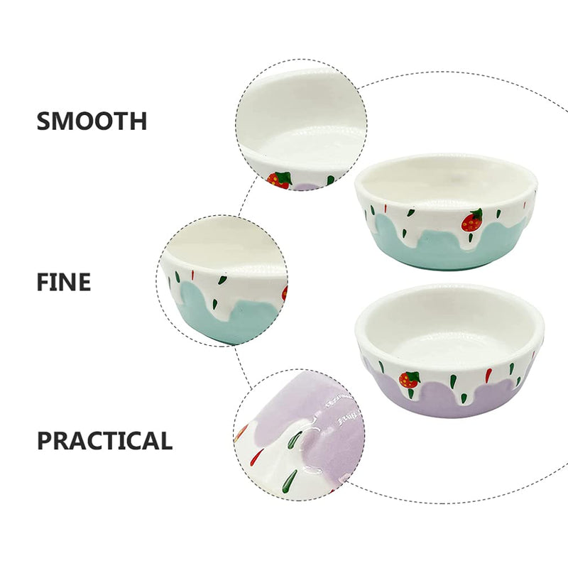 Balacoo 2pcs Pet Hamster Feeding Bowls Round Ceramic Small Animal Food Dishes for Rabbit Food and Water Bowl for Mouse Guinea Pig Hedgehog Purple Blue - PawsPlanet Australia