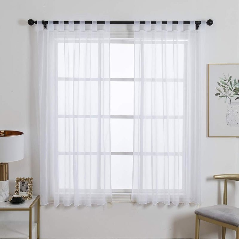 ZebraSmile 1 Panel Tab Top Sheer Drapery Window Treatment Curtain Sheer Curtain for Girls Room Sheer Drape Curtains Sheer Voile Curtains Drapery Sheers White 57(H) X55(W) in 55(W)X57(H) In/ Each Panel - PawsPlanet Australia