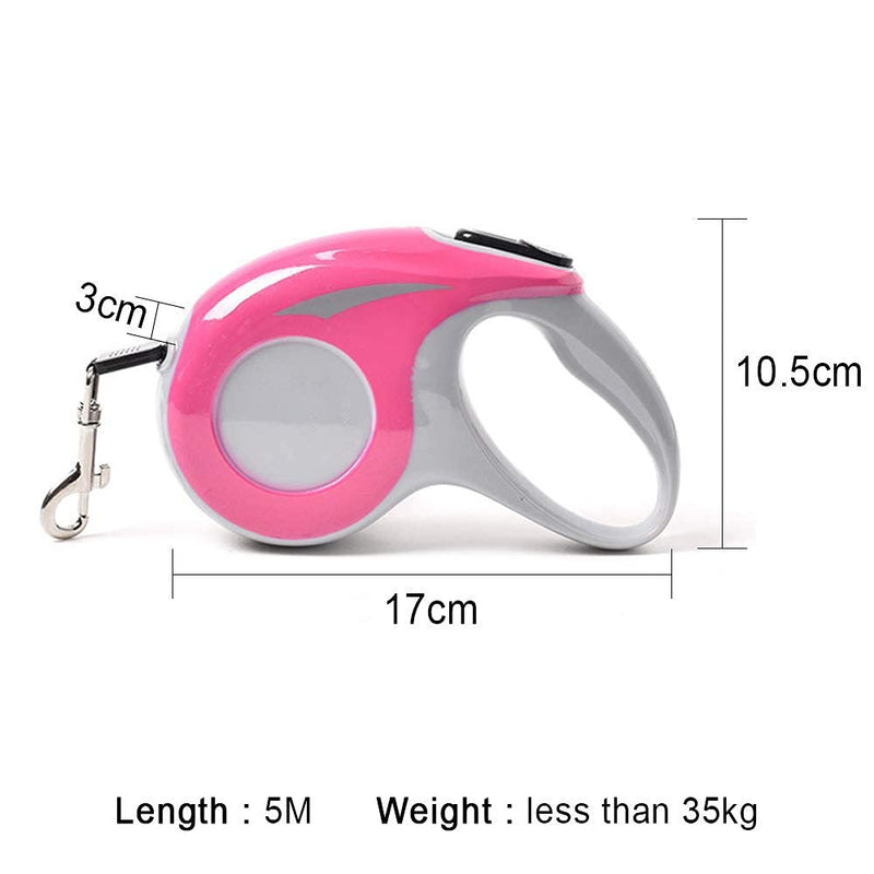 Retractable Dog Leash, 3M Heavy Duty Pet Walking Leash for X-Small/Small/Medium Dog or Cat up to 90 lbs, Tangle Free. One-Hand Brake (Pink) - PawsPlanet Australia