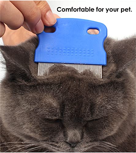 Patty Both Dog Cat Pet Lice &Flea & Nit Removal Comb/Brush, Precision Spaced Stainless Steel Teeth Locked into Sturdy Plastic Handle for Easy Cleaning(Blue) - PawsPlanet Australia