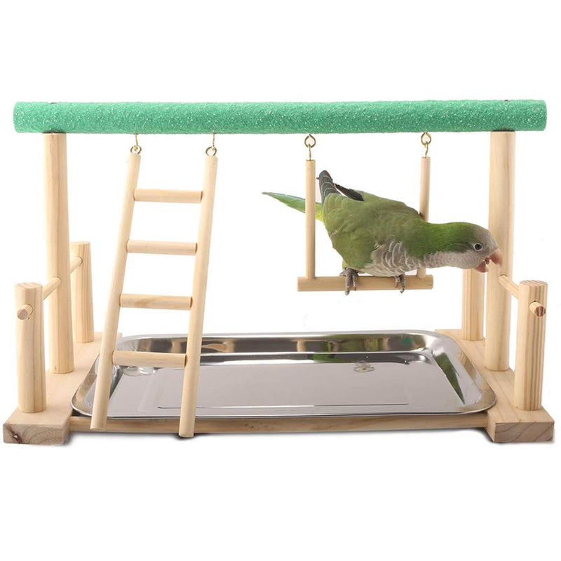 Keersi Parrots Playstand Bird Playground Wood Perch Stand Ladder Swing with Toy for Parakeet Cockatiel Conure African Grey Cockatoo Macaw Amazon Lovebird Budgie Finch Canary - PawsPlanet Australia