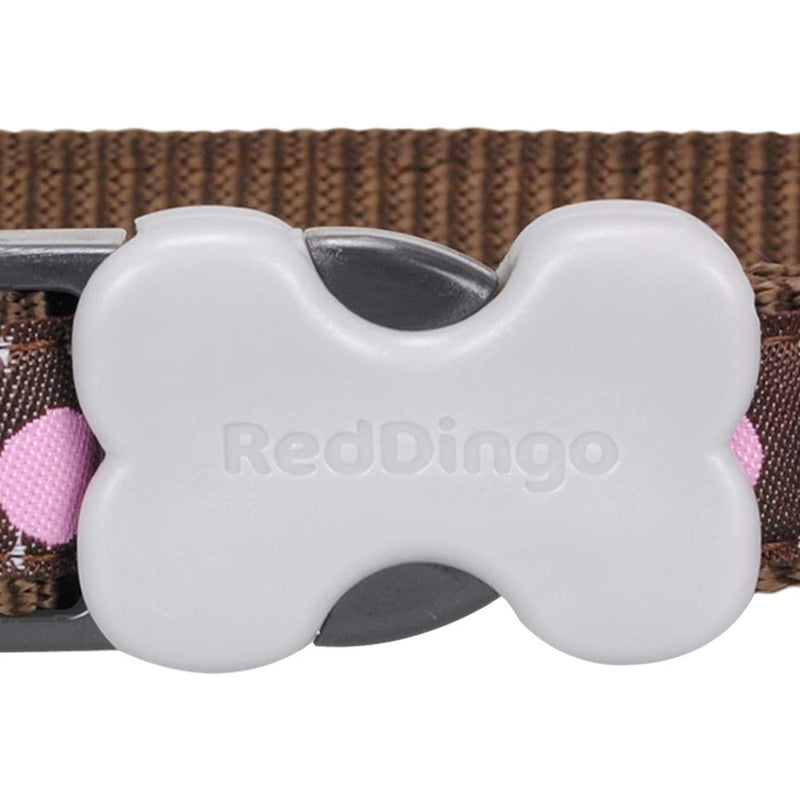 [Australia] - Red Dingo Dog Collar Medium/Large/20mm Pink Spots on Brown 