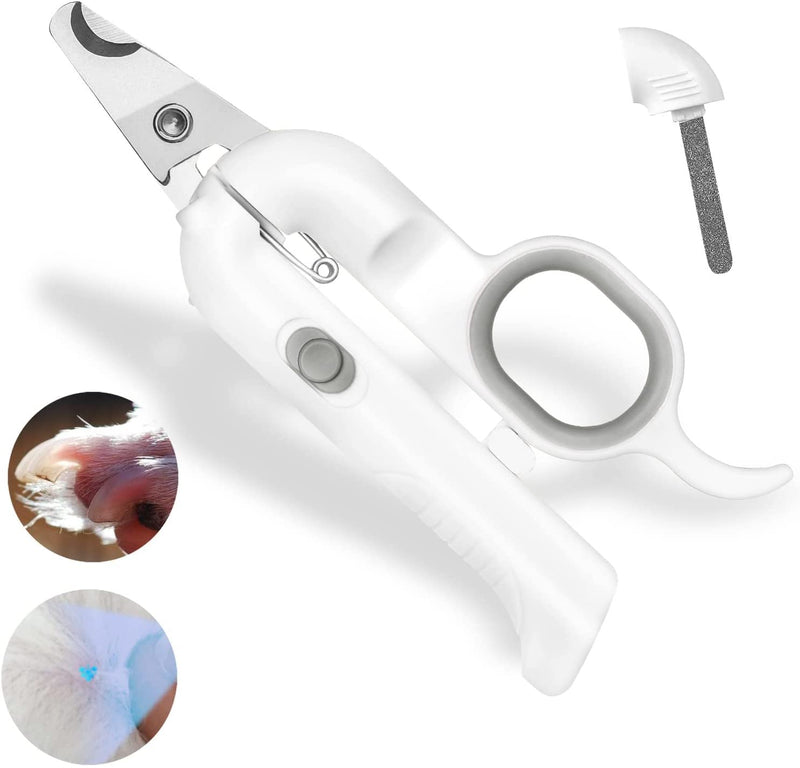 Claw scissors for dogs and cats with claw file | Professional claw grinder with LED & UV light Unique Stainless Steel Claw Trimmer with Safety Lock Ideal for Small Pet Claw Care Gray - PawsPlanet Australia