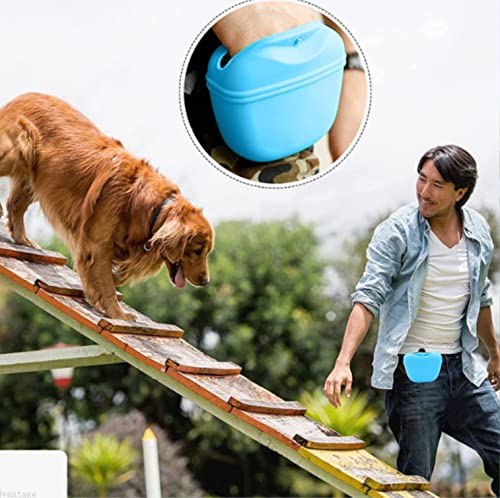 Voarge 2PCS Dog Treat Pouch, Silicone Treat Pouch Training Pet Puppy Bag Pocket Snack Treat Food Holder with Clip for Dog Walks, Closing and Waist Clip, Blue and Green - PawsPlanet Australia