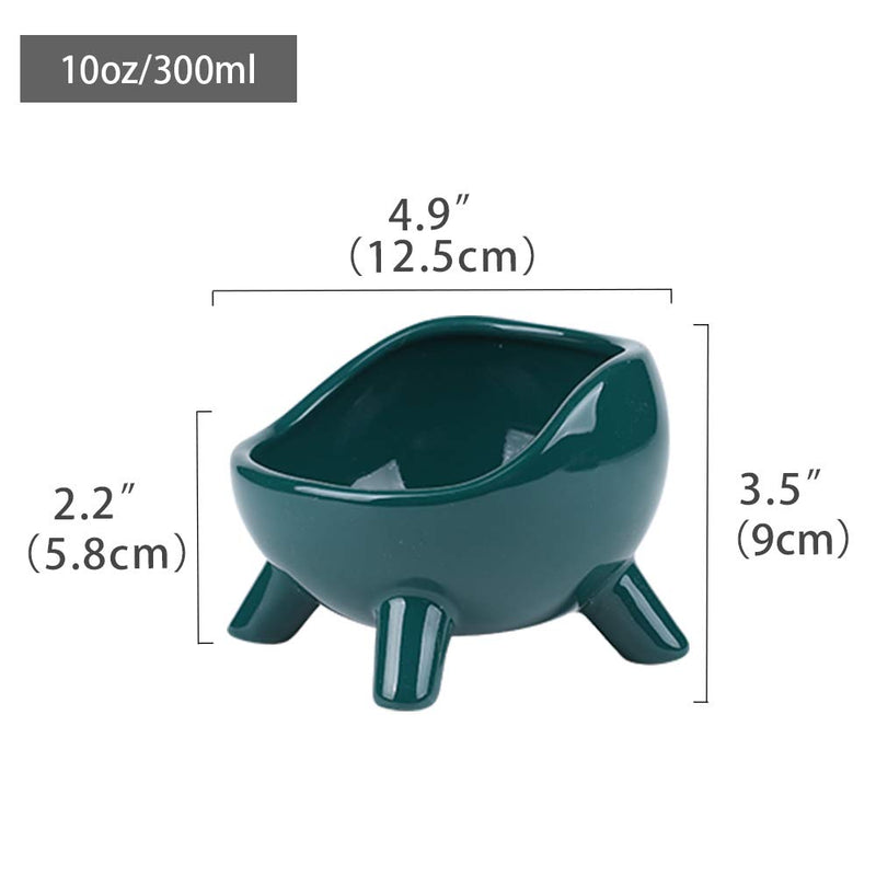 Cat Bowls Raised Cat Food Bowls Anti Vomiting,Ceramic Cat Food and Water Bowls Stress Free,Angled Elevated Pet Bowl with 4 fixed feet,Backflow Prevention,Non Slip,No Spill,for Cats and Small Dogs Green - PawsPlanet Australia