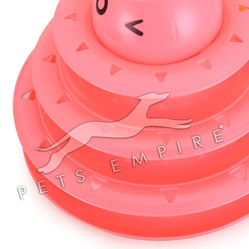 PETS EMPIRE Cat Roller Toys, Three Layer Cat Toy,Kitten Three-Layer Intellectual Play Toy Removable Cat Turntable Disc,Pet Ball Roller Toy (Pink) Pink - PawsPlanet Australia