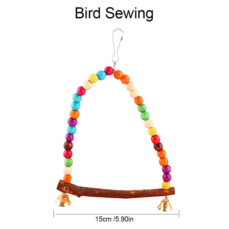 HEEPDD Bird Swing, Colorful Beads Parrot Standing Perch Hammock Hanging Toy with Bells Cage Accessories for Medium and Small Parrots Finch Lovebird - PawsPlanet Australia