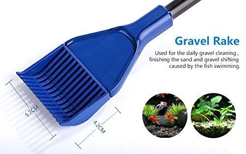 AquaticHI 5 in 1 Multi-Function Aquarium/Fish Tank Cleaning Tool, Algae Scraper, Fish Net, Sponge, Plant Fork, Gravel Rake for Long Deep Fish Tanks 6 in 1 Extendable - PawsPlanet Australia