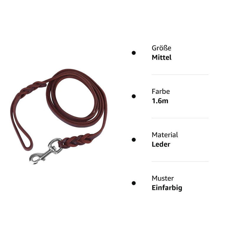 1.2m / 1.6m / 2.1m Leather Dog Lead Dog Lead Pet Dog Lead Safety Rope Leather Belt Leather Dog Collar & Leash for Pet Running Walking Training, 1.2cm Width (1.6m) 1.6m - PawsPlanet Australia