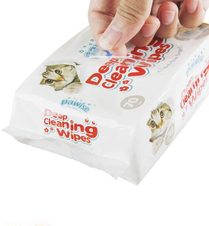 PAWISE Pet Grooming Wipes 140 Count Deodorizing & Hypoallergenic Cleaning Wipes for Dogs & Cats (Pack of 2) All Natural Pet Wipes - PawsPlanet Australia