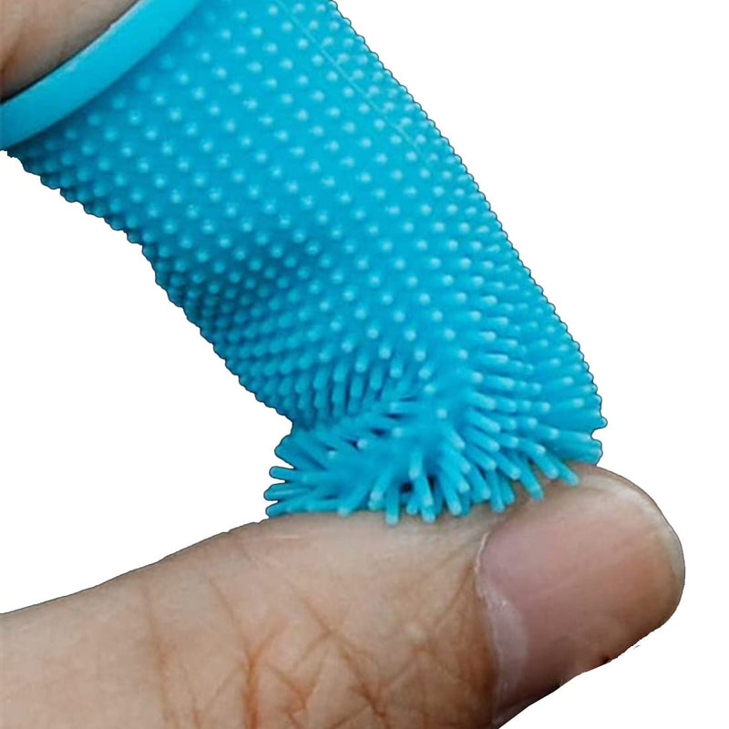 Pack of 4 Dog Toothbrush Finger Cot Reusable Pet Finger Toothbrush Finger Cots Dog Dental Care Anti-Plaque Finger Dog Food Grade Silicone 360° Fully Wrapped Bristles - PawsPlanet Australia