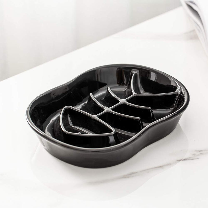 Black Ceramic Slow Feeder Dog Bowls Cat Bowl -Ceramic Fun Interactive Feeder Bloat Stop Cat Bowl Preventing Feeder Anti Gulping Healthy Eating Diet Pet Bowls Against Bloat, Indigestion and Obesity Black - PawsPlanet Australia