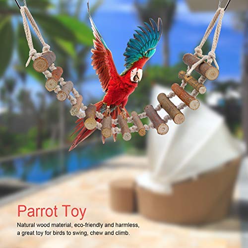 Rope Ladder Bird Toy, bird ladder rope, Naturals Rope Wooden Ladder Bird Toy Swing Ladder Toy for Parrots Pet Hamster Bird Bird Parrot Toys Ladders Swing Chewing Toys Hanging Pet Bird Cage Accessories - PawsPlanet Australia