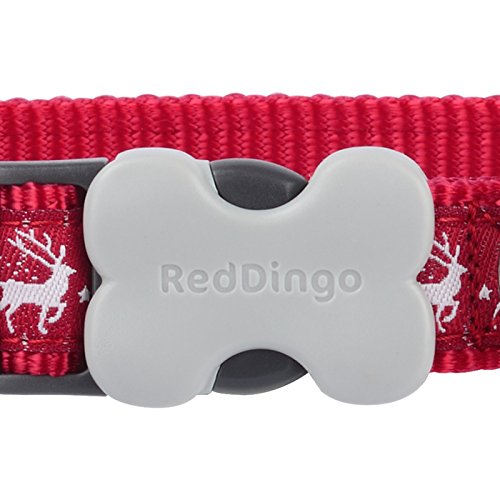 Red Dingo Reindeer Christmas Dog Collar, X-Small red - PawsPlanet Australia